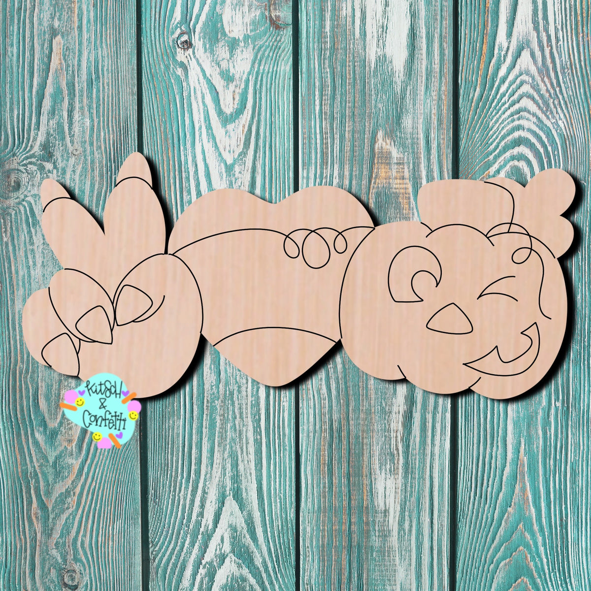 Peace, Love, Jack O Lantern Wooden Cutout Kitsch And Confetti