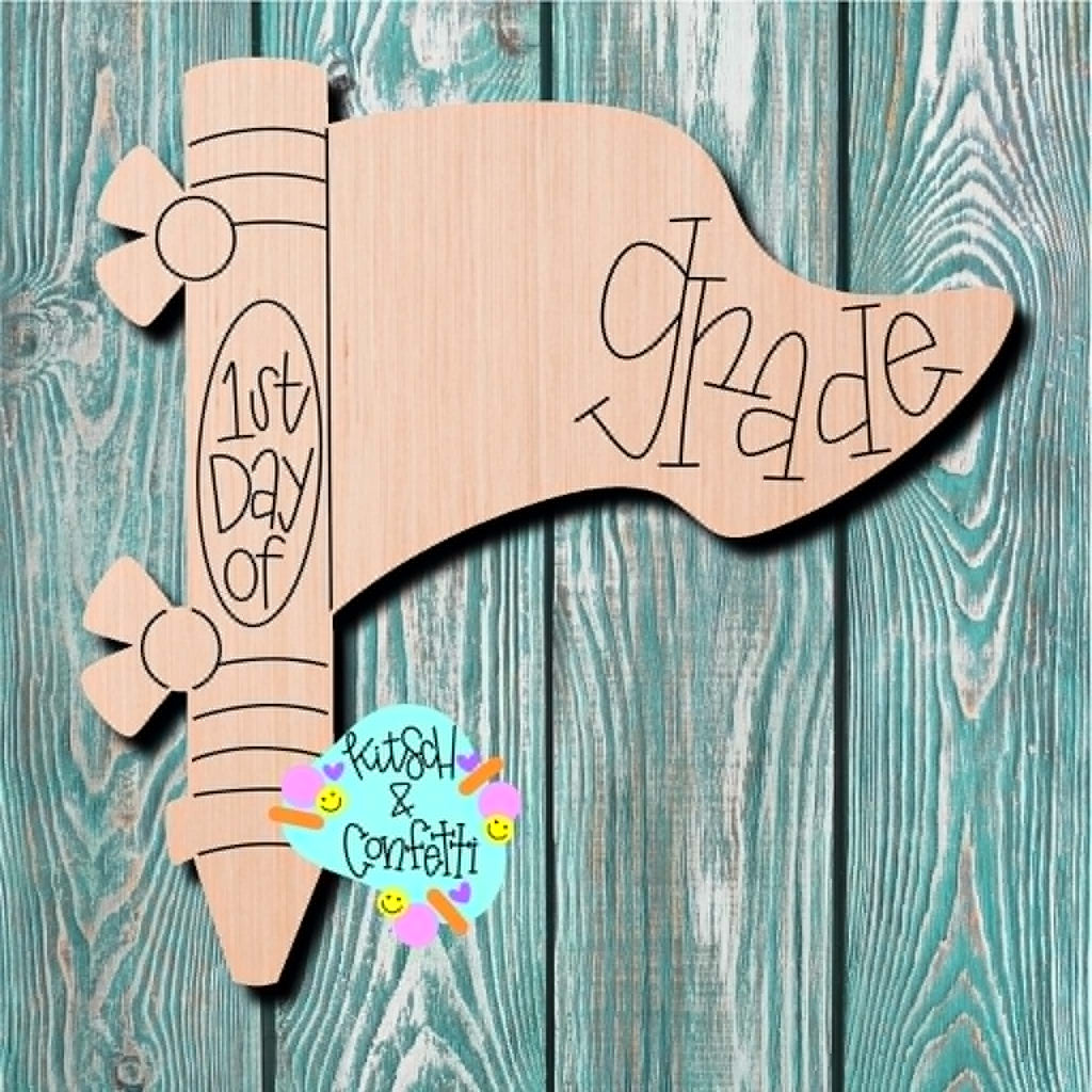 Kitsch & Confetti First Day Flag Wooden Cutout