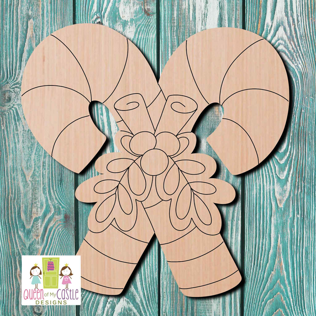 QOMC Candy Cane Wooden Cutout