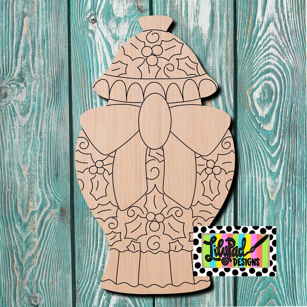 Lilypad Designs Christmas Chinoiserie Vase Wooden Cutout