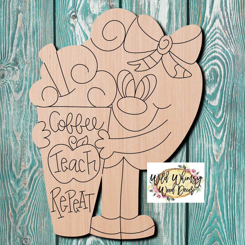 Wild Whimsy Wood Decor Teacher Apple Wooden Cutout