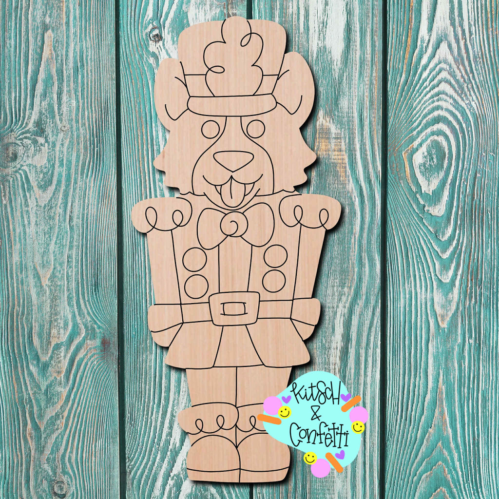 Kitsch & Confetti Corgi Nutcracker Wooden Cutout