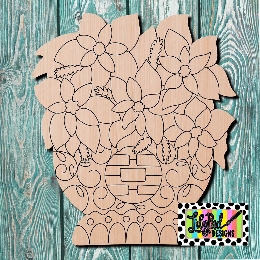 Lilypad Designs Poinsettia Wooden Cutout