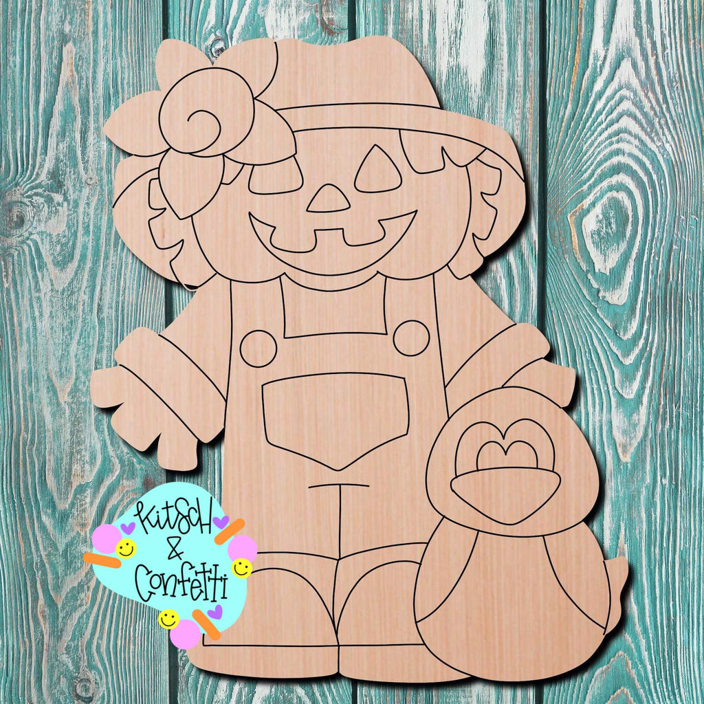 Jack O Lantern Scarecrow Wooden Cutout