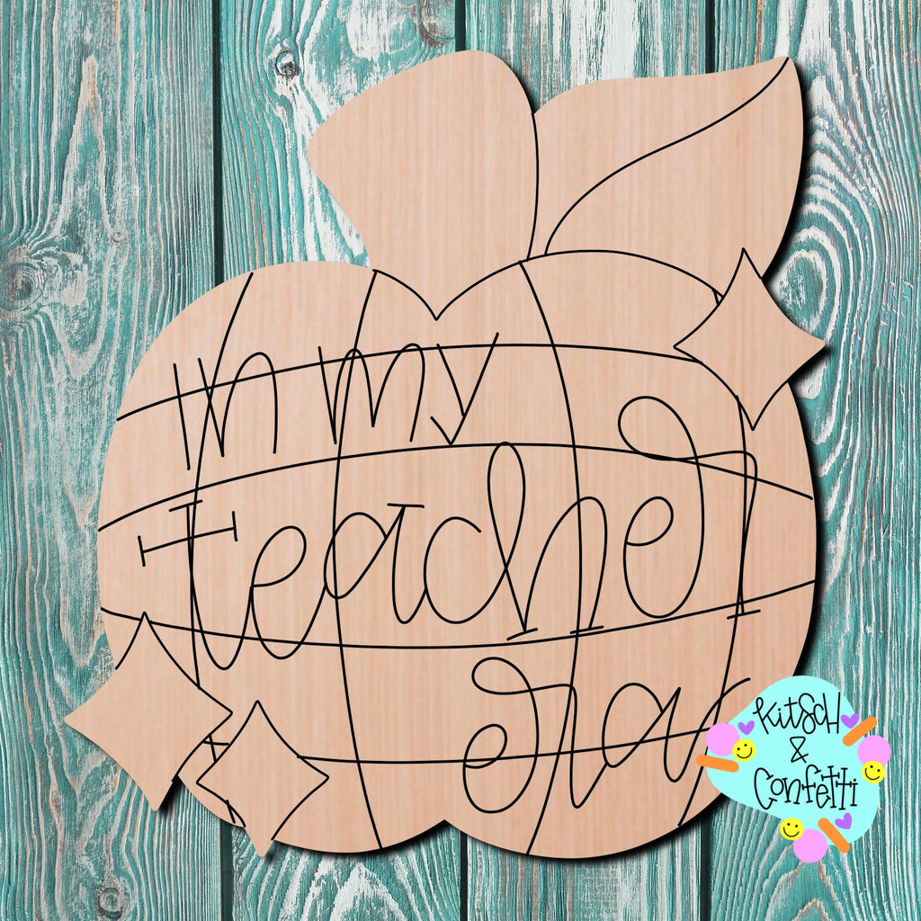 Kitsch & Confetti Teacher Era Apple Wooden Blank