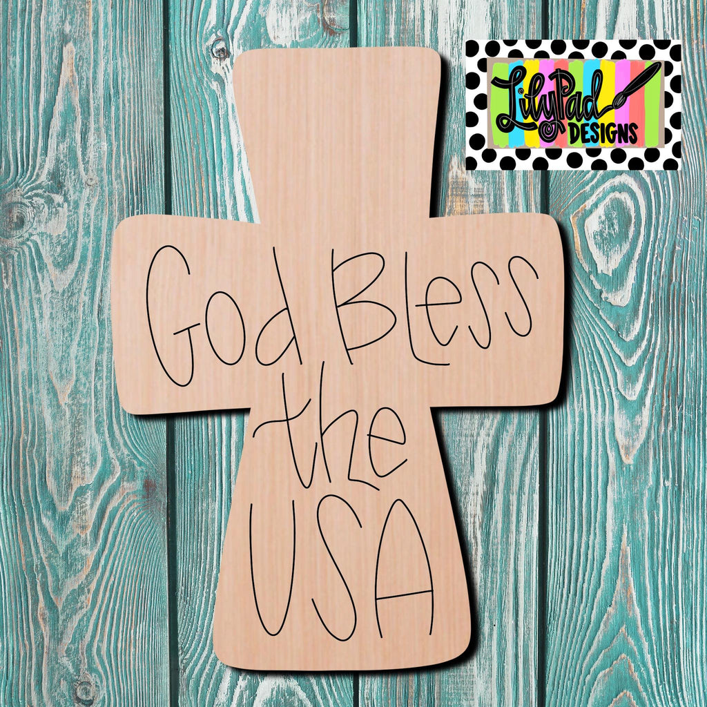 Lilypad Designs God Bless The USA Cross