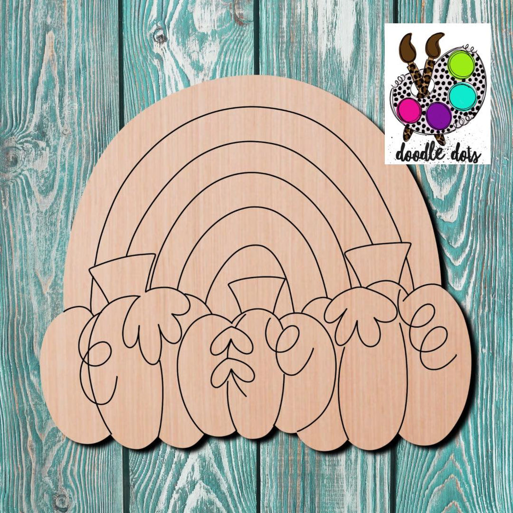 Doodle Dots Fall Rainbow Wooden Cutout