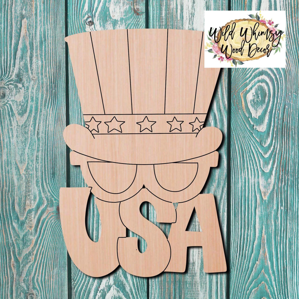 Wild Whimsy Wood Decor Uncle Sam Hat