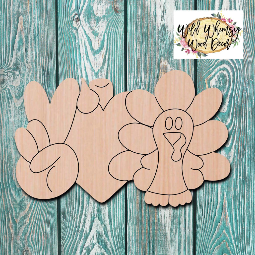 Wild Whimsy Wood Decor Peace, Love, Turkey