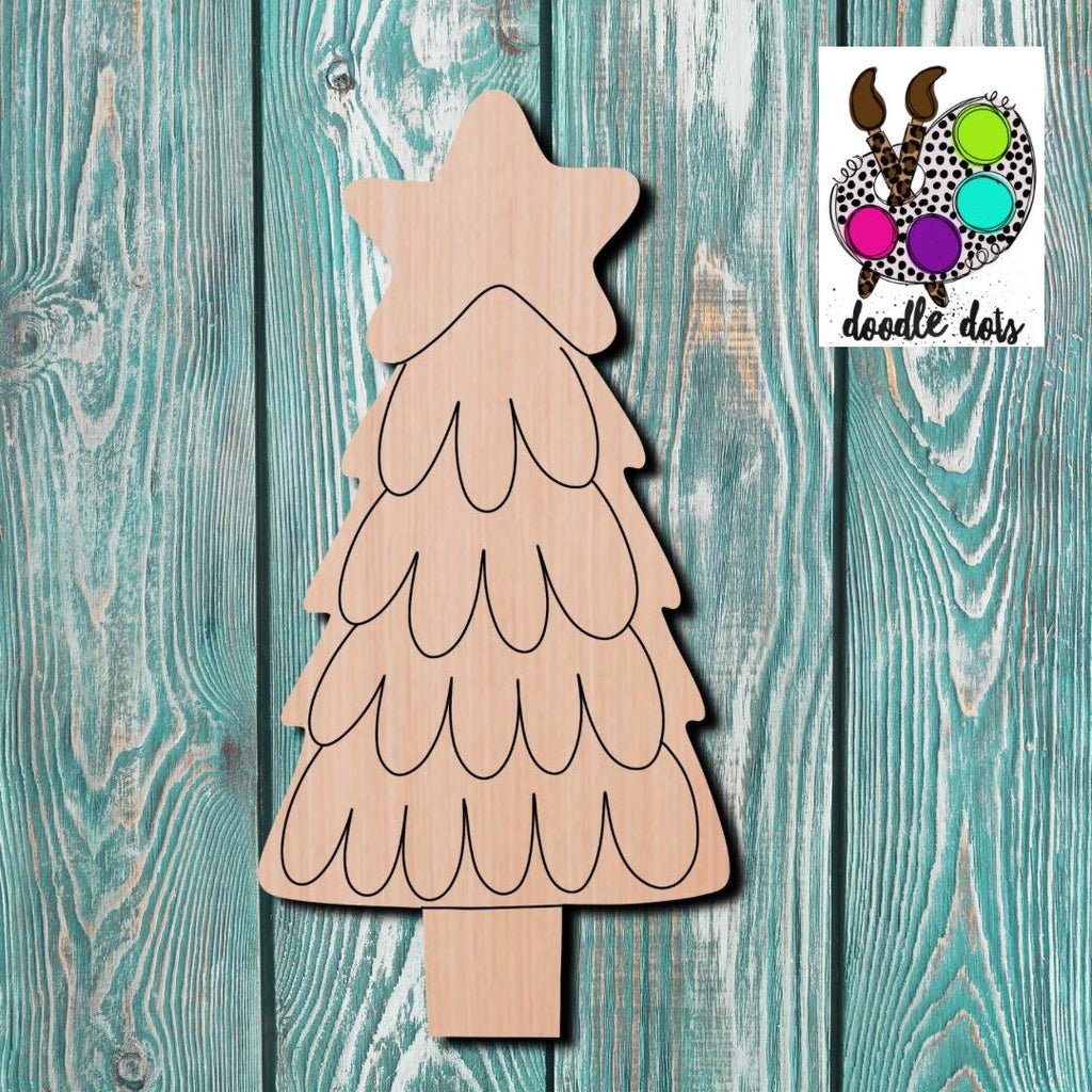 Doodle Dots Christmas Tree Wooden Cutout