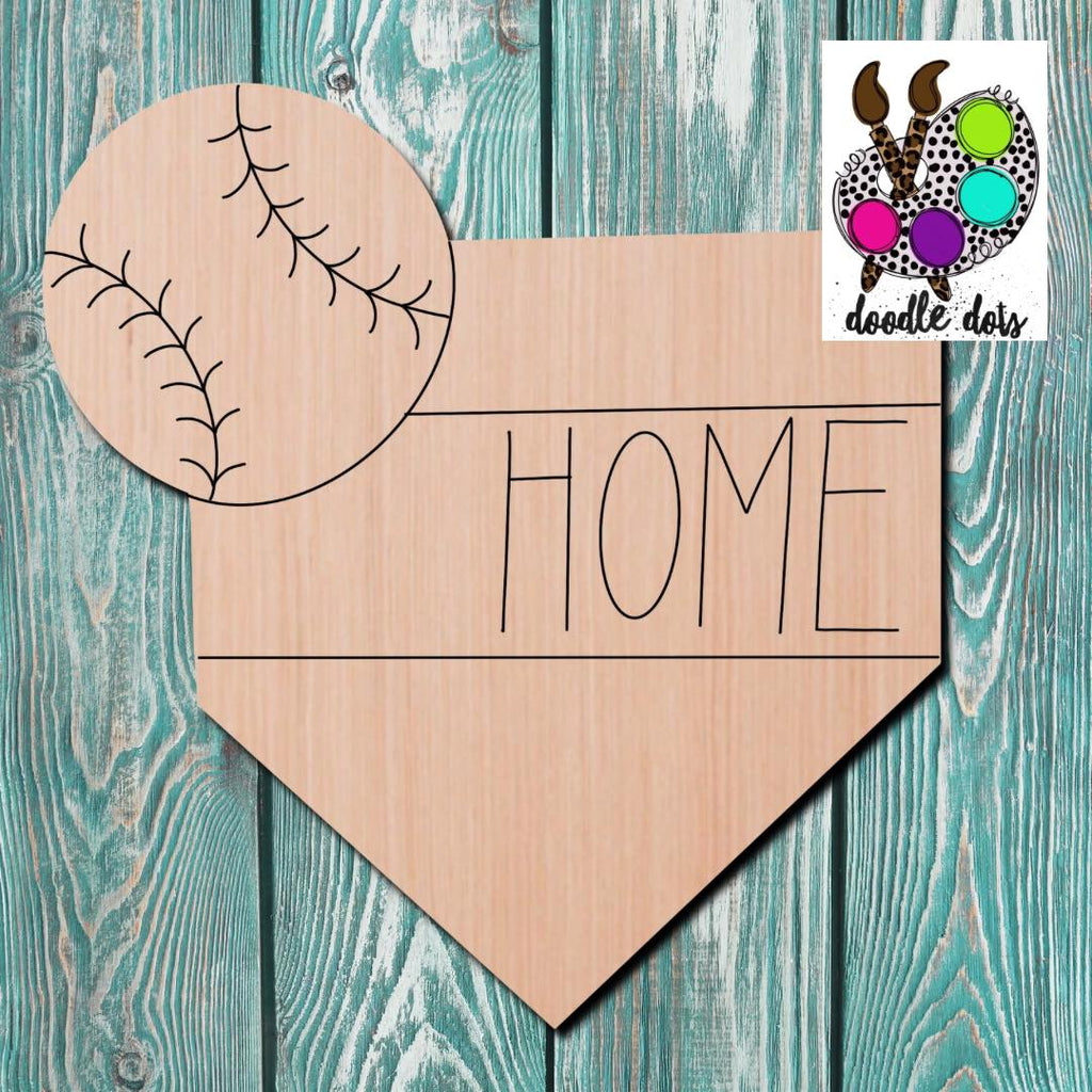 Doodle Dots Baseball Home Wooden Cutout