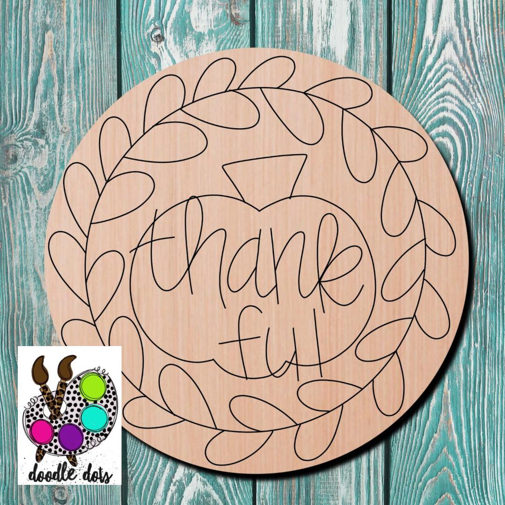 Doodle Dots Thankful Wooden Cutout