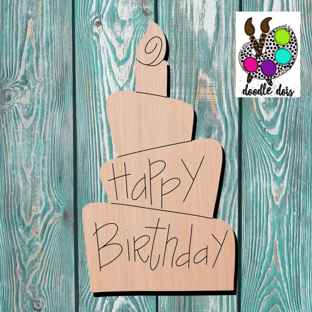 Doodle Dots Birthday Cake Wooden Cutout