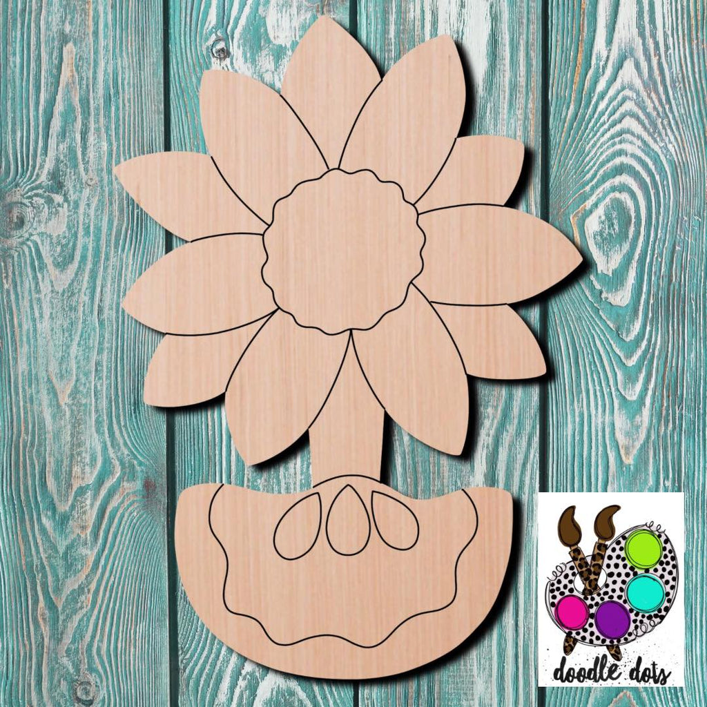 Doodle Dots Sunflower Watermelon Wooden Cutout