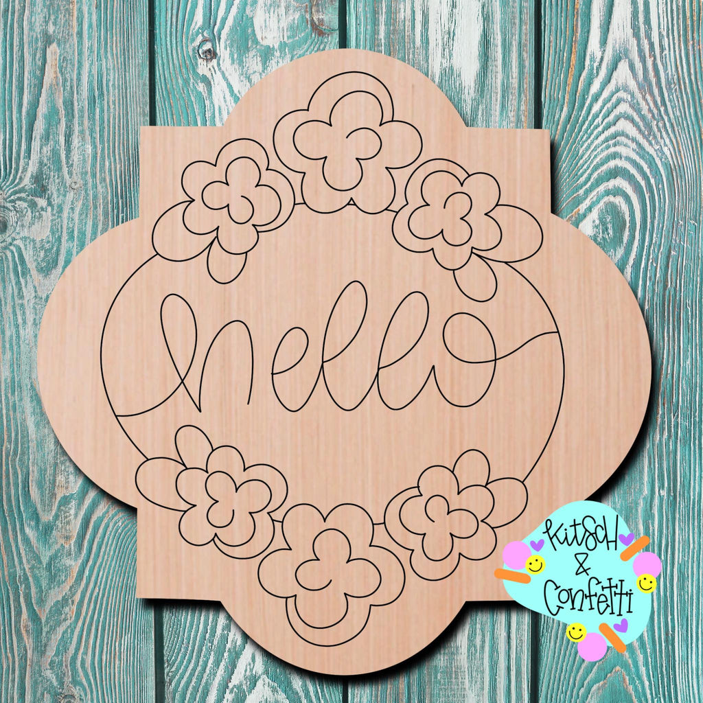 Kitsch & Confetti Floral Sign Wooden Blank