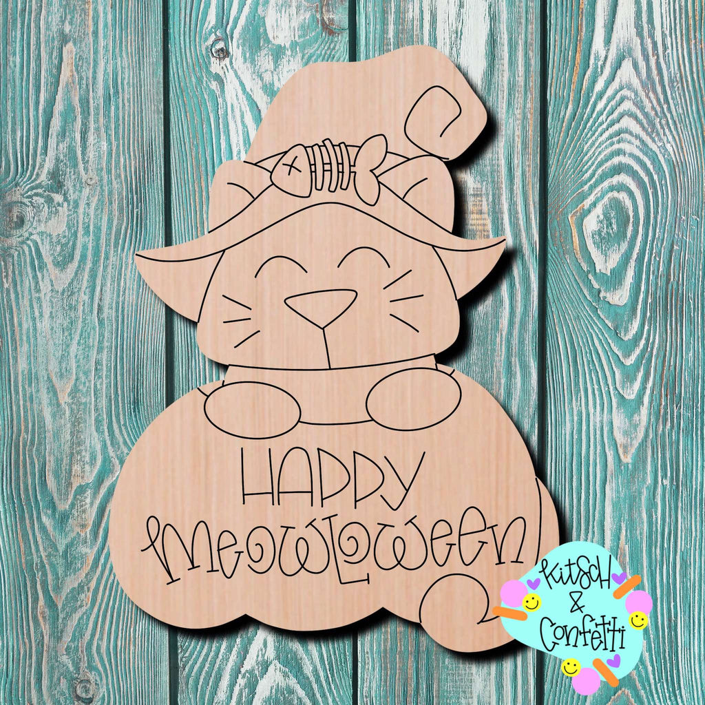 Kitsch & Confetti Halloween Cat Wooden Blank