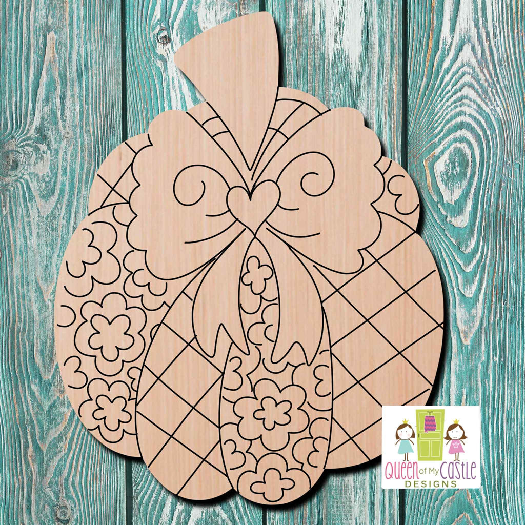 QOMC Pumpkin Wooden Cutout