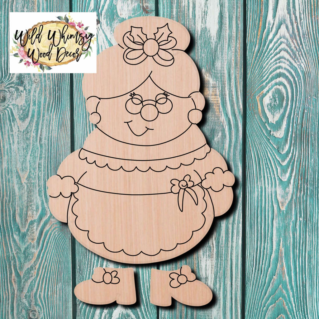 Wild Whimsy Wood Decor Mrs Claus Wooden Cutout