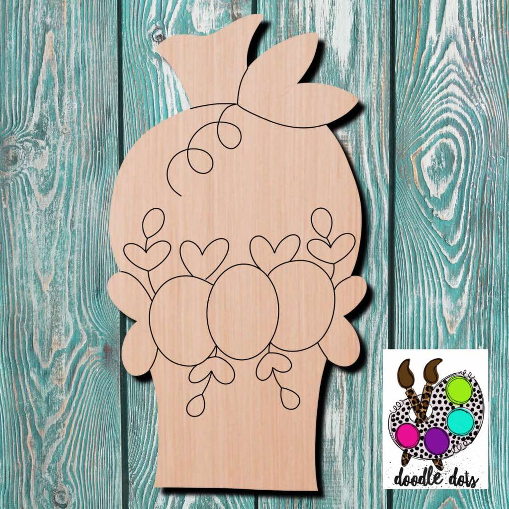 Doodle Dots Pumpkin Planter Wooden Cutout