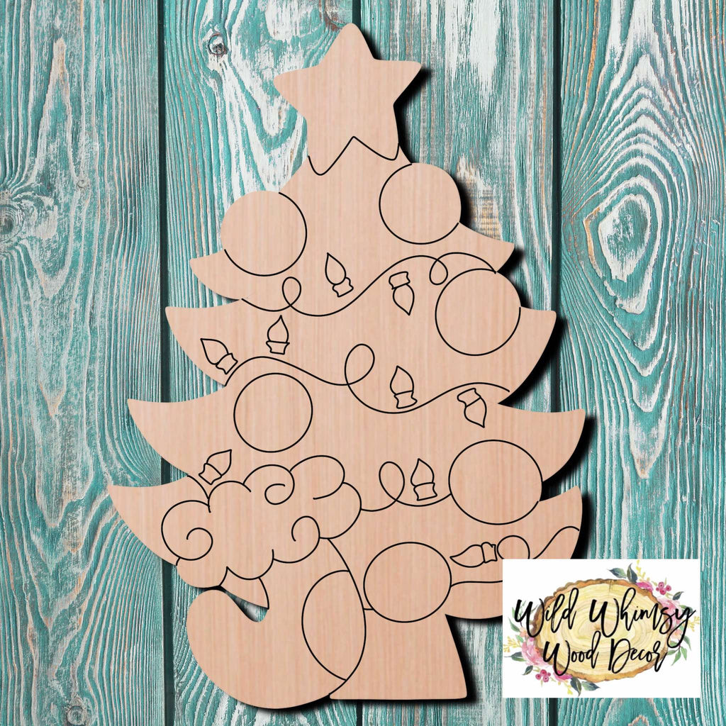 Wild Whimsy Wood Decor Christmas Tree Wooden Cutout