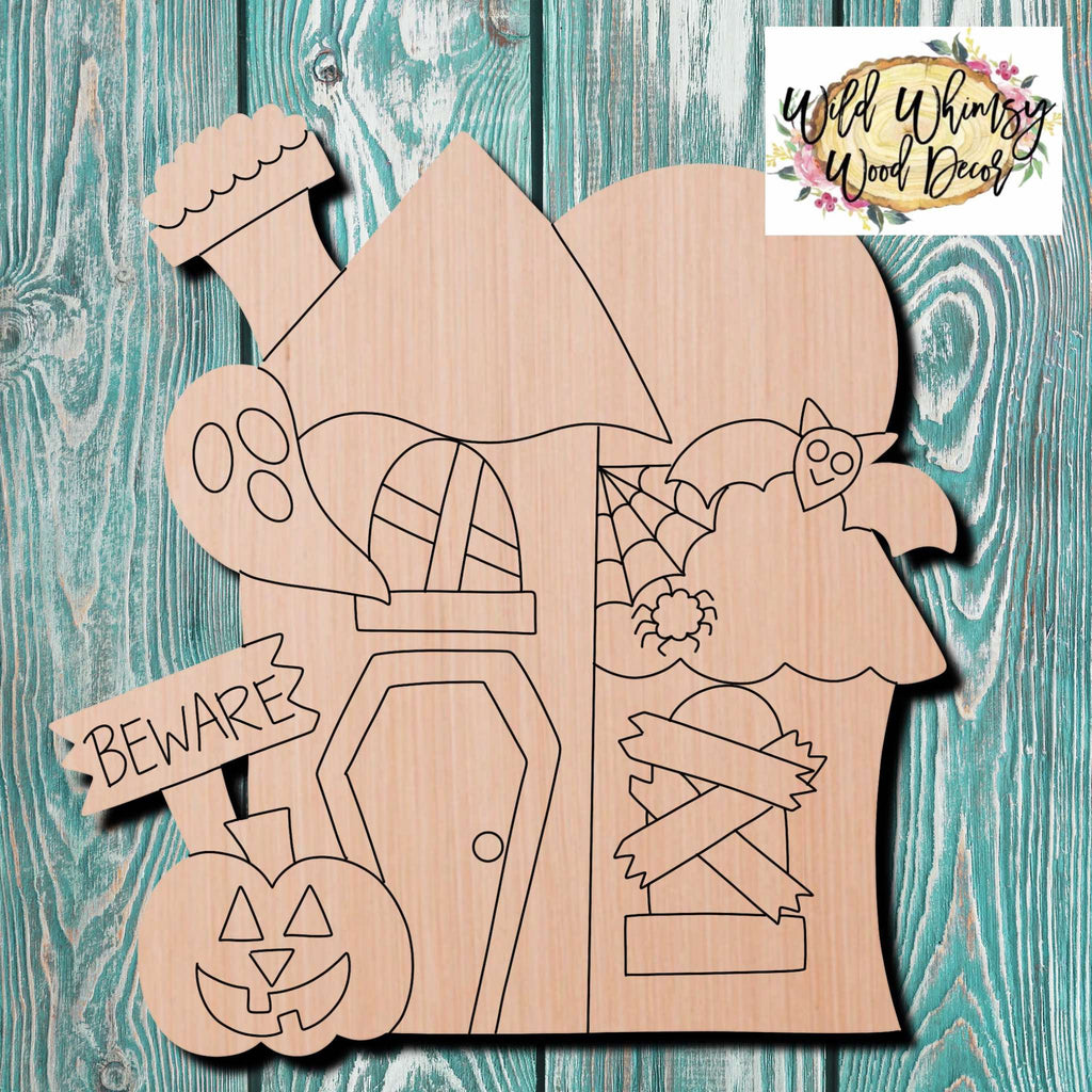 Wild Whimsy Wood Decor Haunted House Wooden Cutout