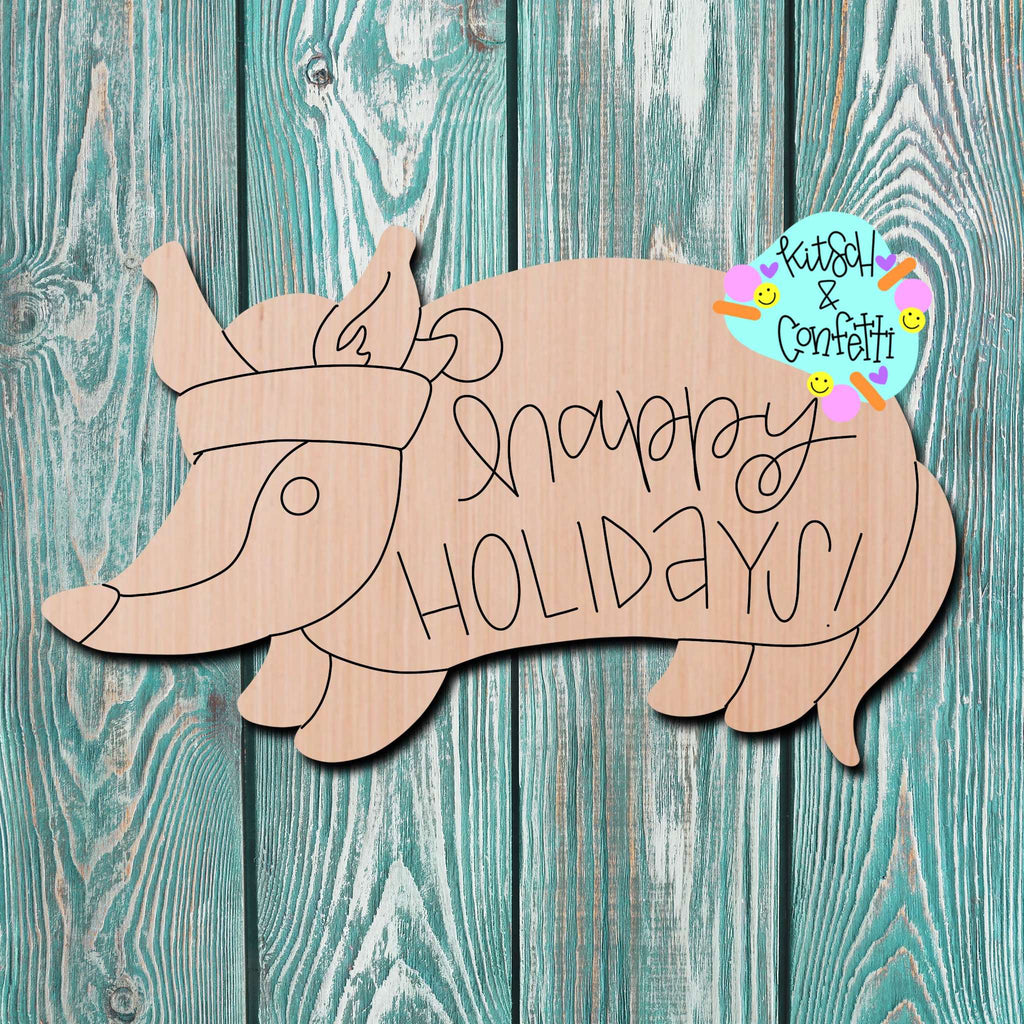 Kitsch & Confetti Christmas Armadillo Wooden Cutout