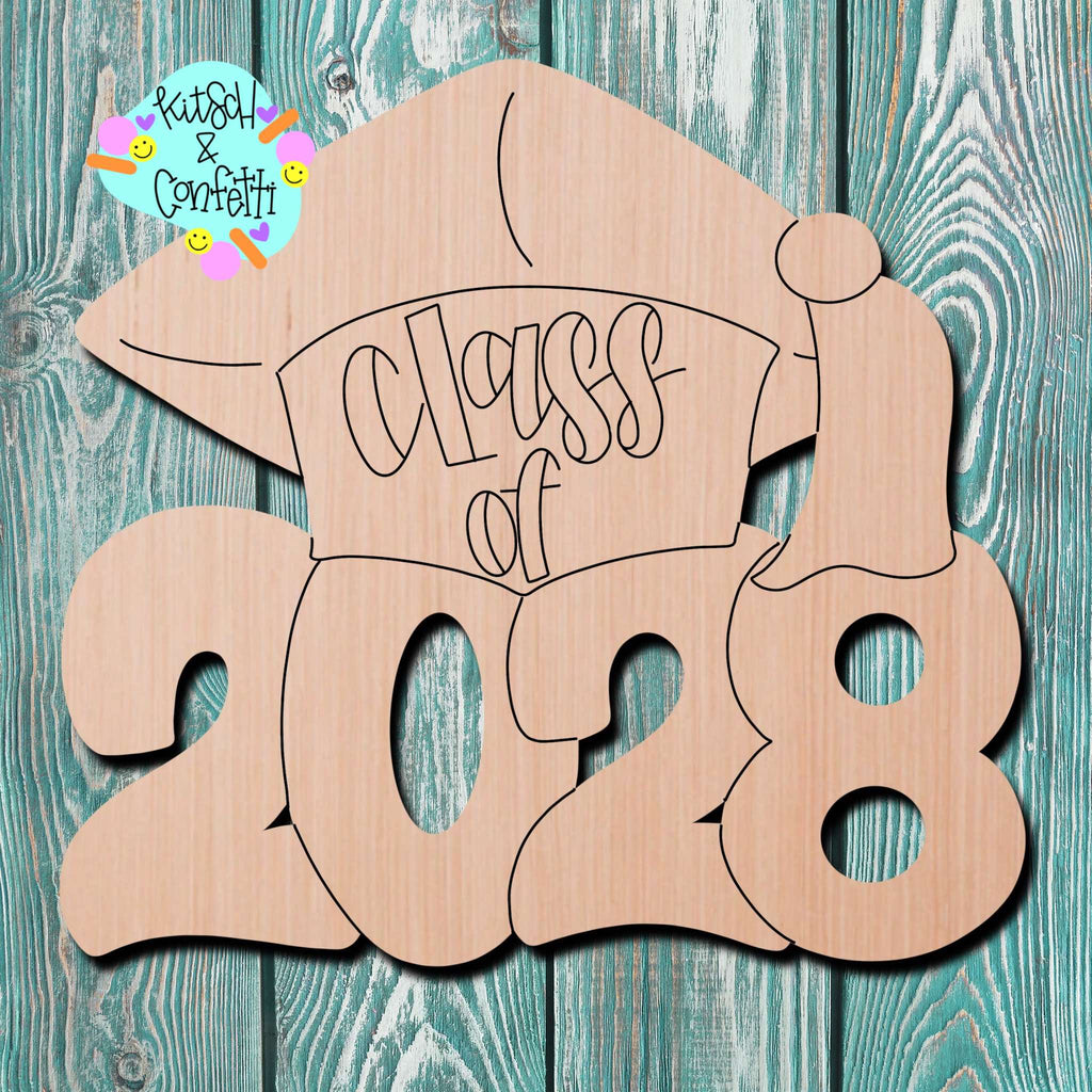 Kitsch & Confetti 2028 Graduation Wooden Blank