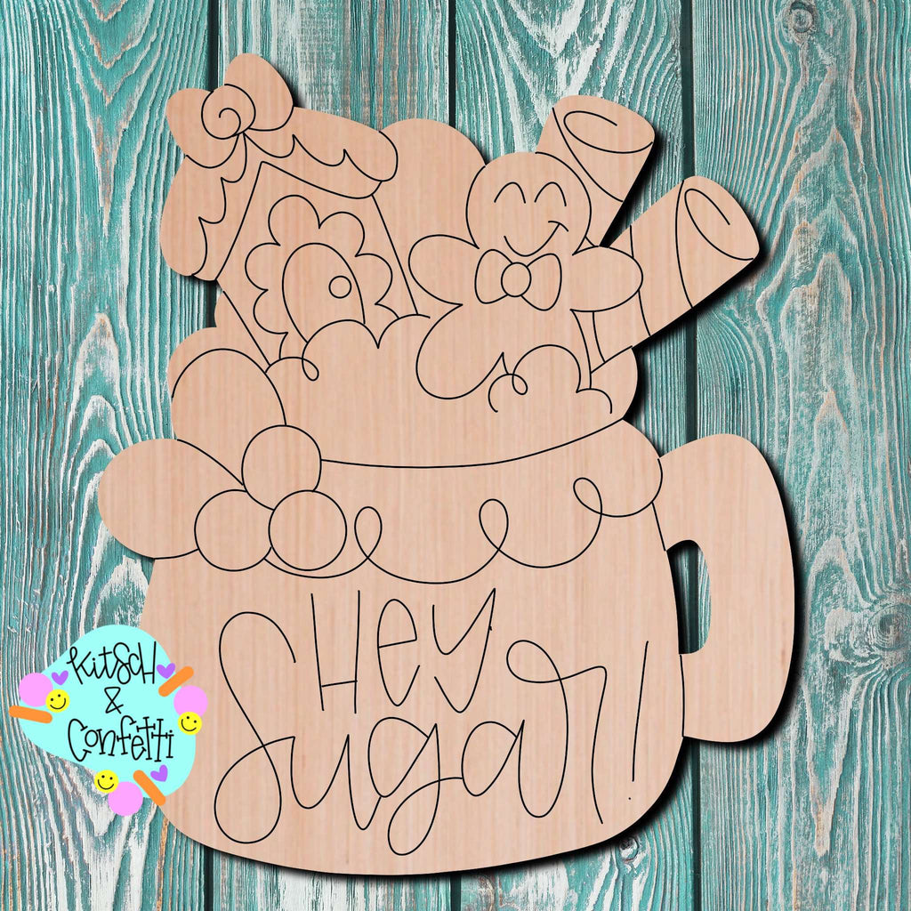 Kitsch & Confetti Gingerbread Mug Wooden Cutout