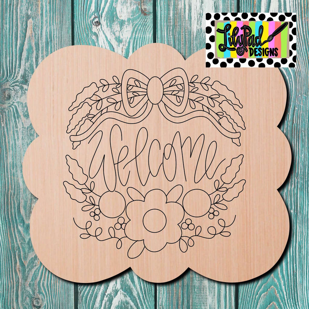 Lilypad Designs Floral Welcome Wooden Cutout