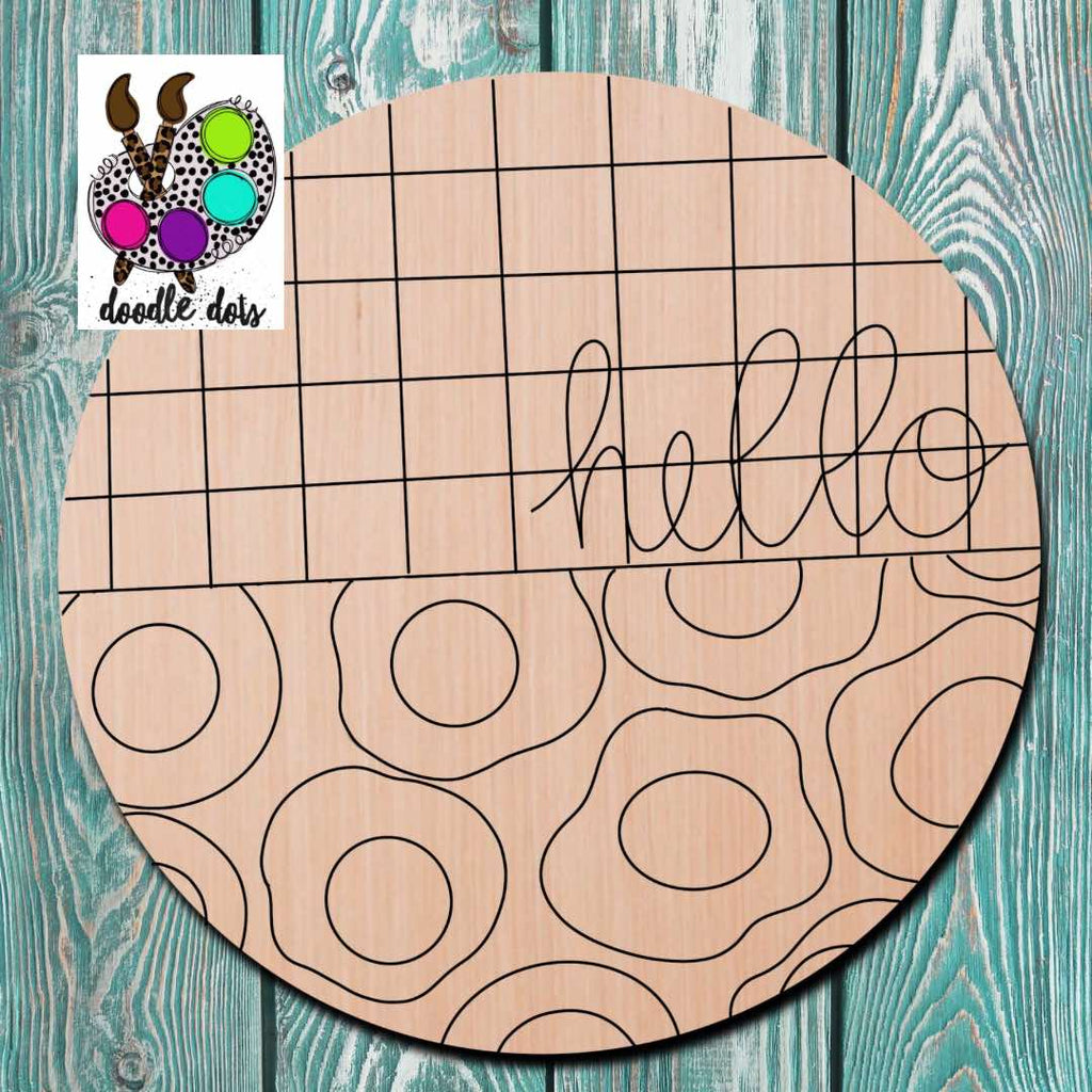 Doodle Dots Hello Flower Wooden Cutout