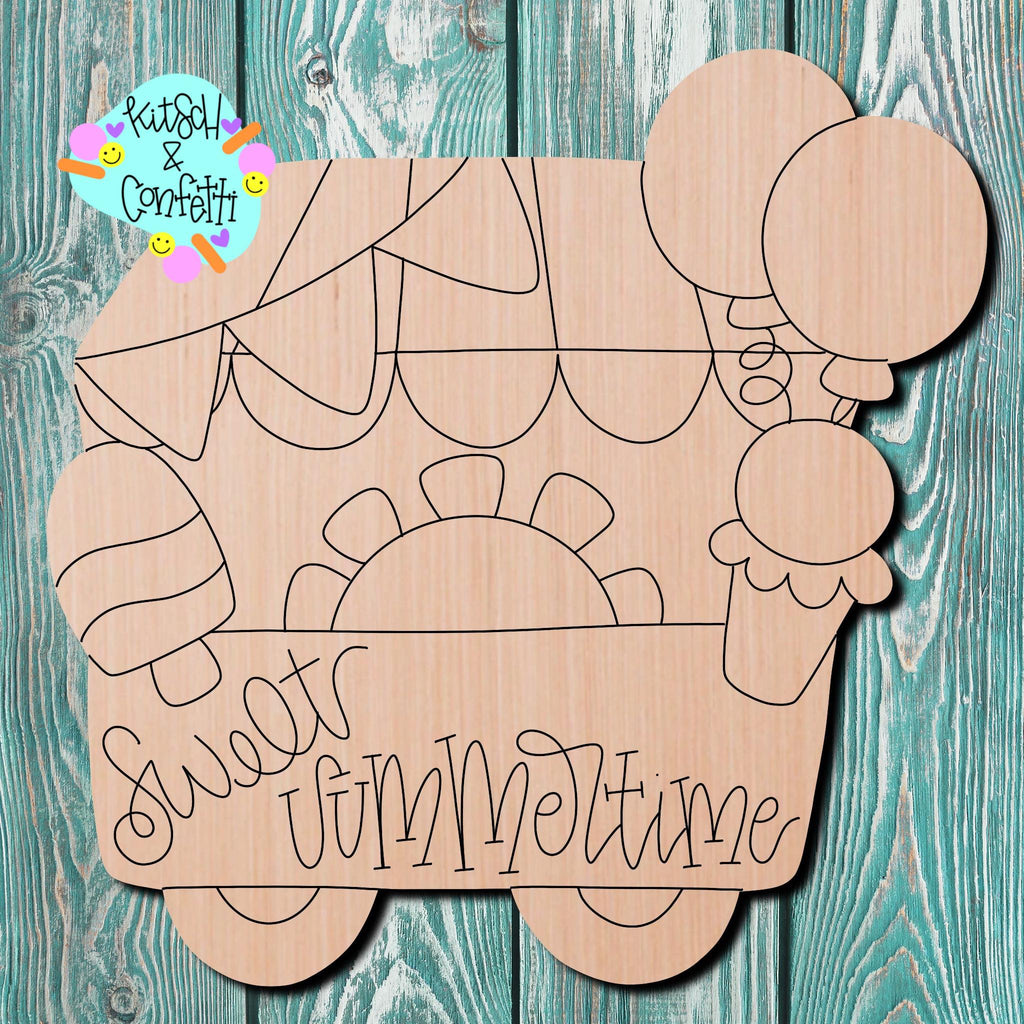Kitsch & Confetti Ice Cream Cart Wooden Cutout