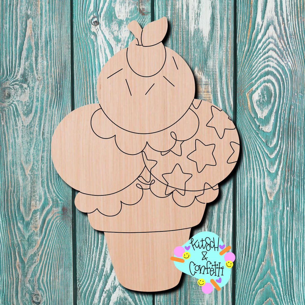Kitsch & Confetti Patriotic Ice Cream Wooden Cutout