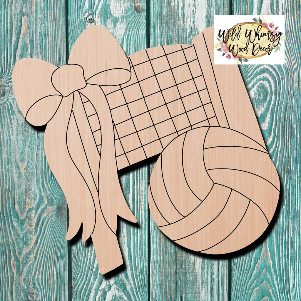 Wild Whimsy Wood Volleyball Football Wooden Cutout