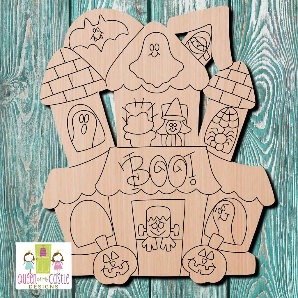 QOMC Haunted House Wooden Cutout