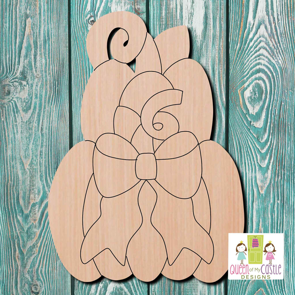 QOMC Pumpkin Stack Wooden Cutout