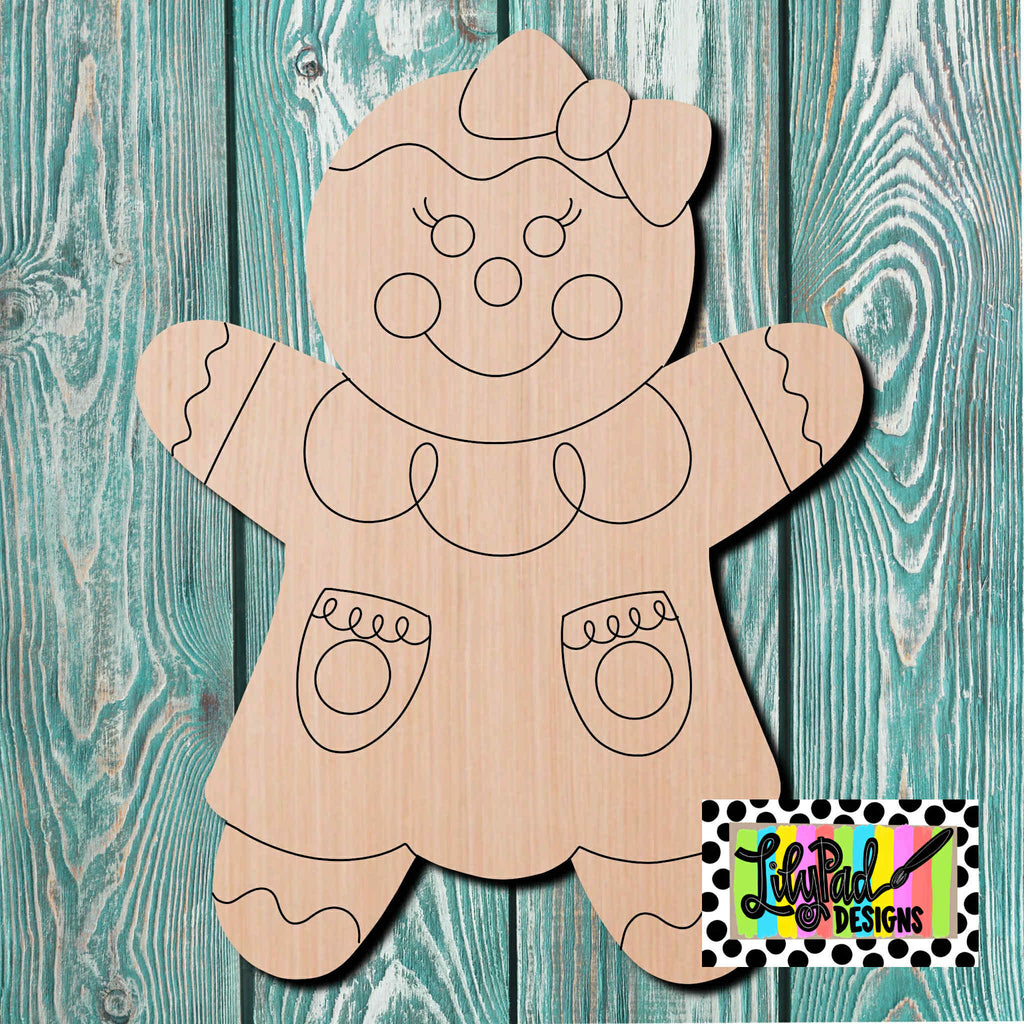 Lilypad Designs Gingerbread Girl Wooden Cutout