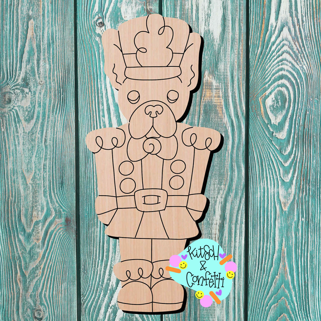 Kitsch & Confetti  Frenchie Nutcracker Wooden Cutout