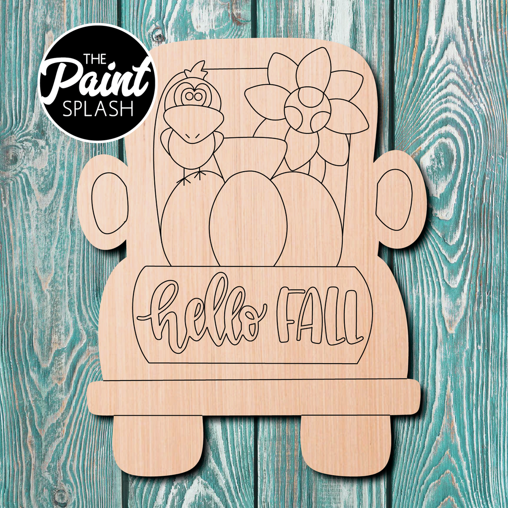 The Paint Splash Fall Truck Wooden Cutout