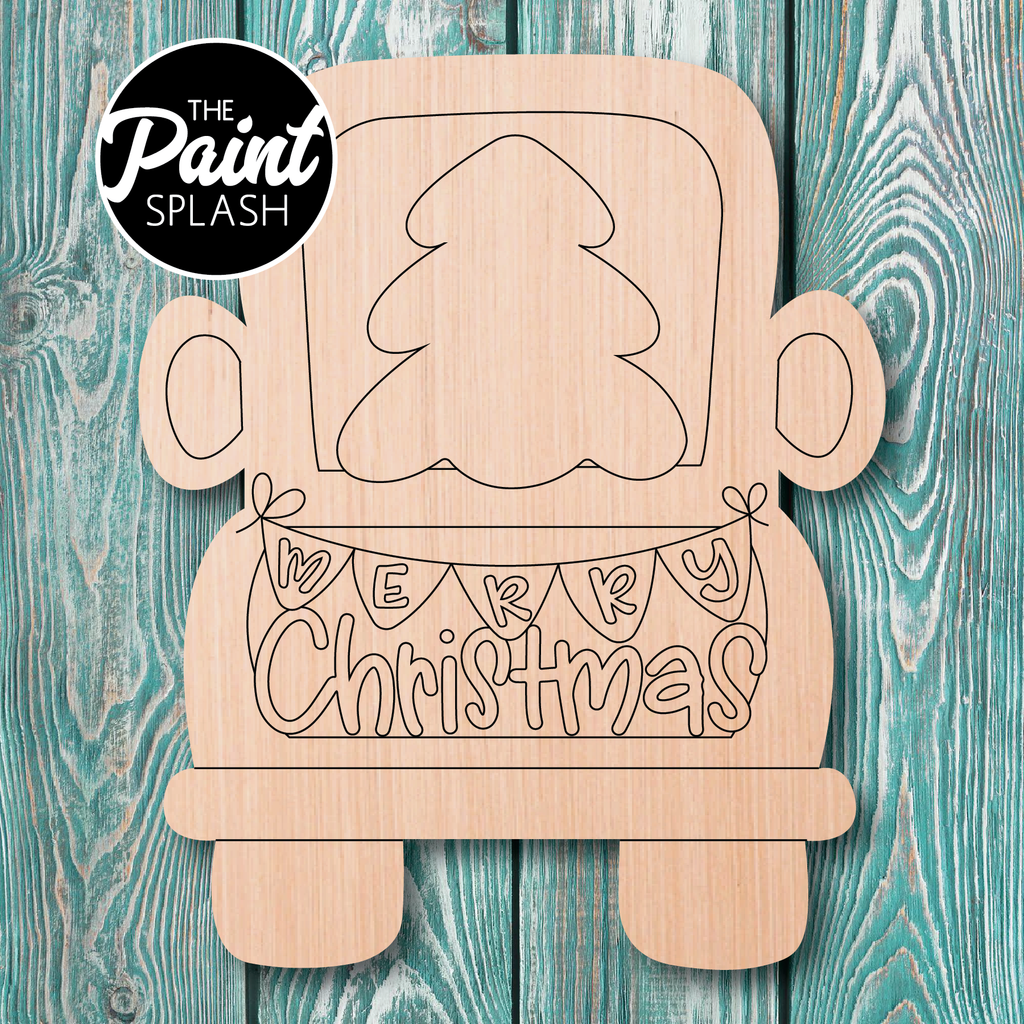 The Paint Splash Christmas Truck Wooden Cutout