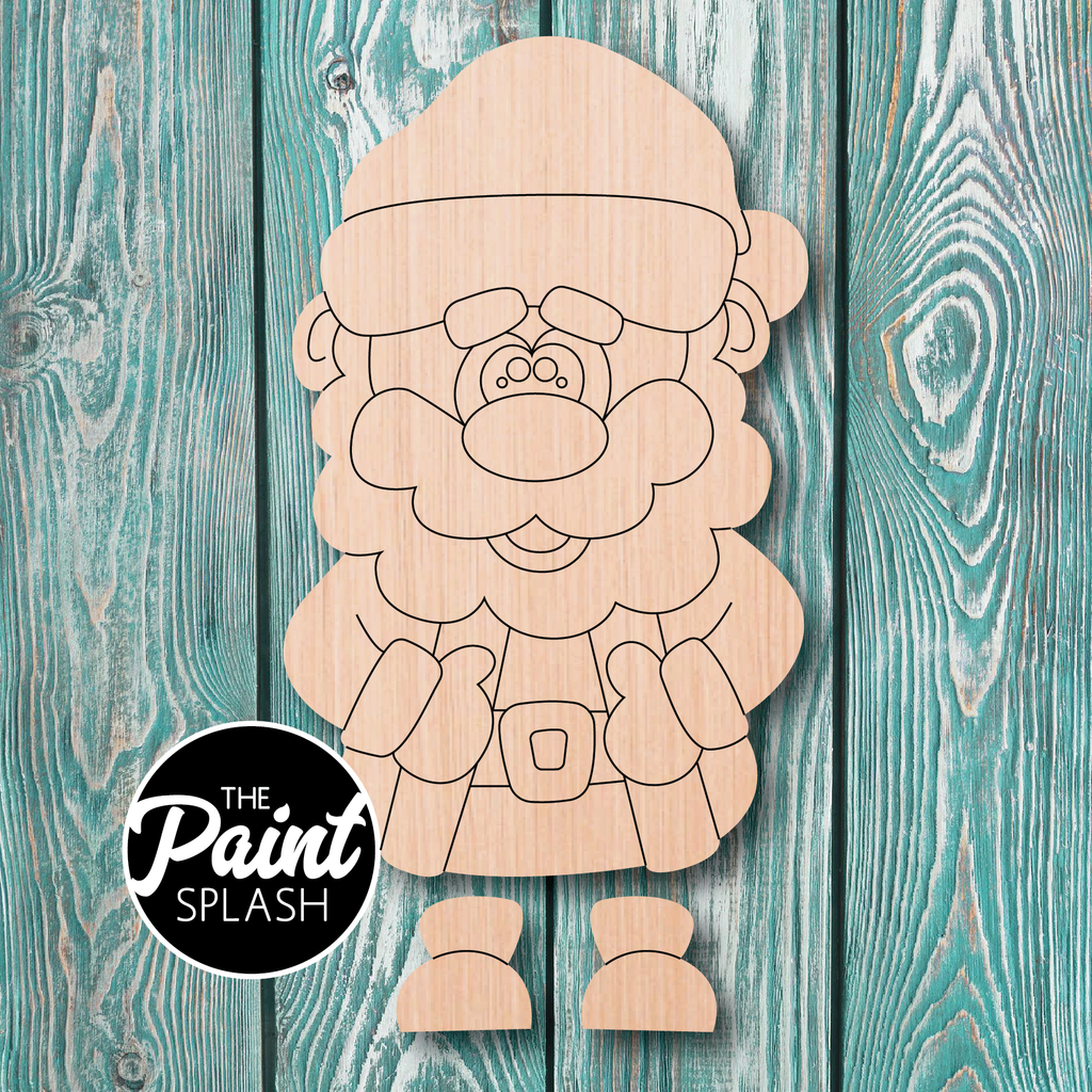 The Paint Splash Ribbon Leg Santa Wooden Cutout