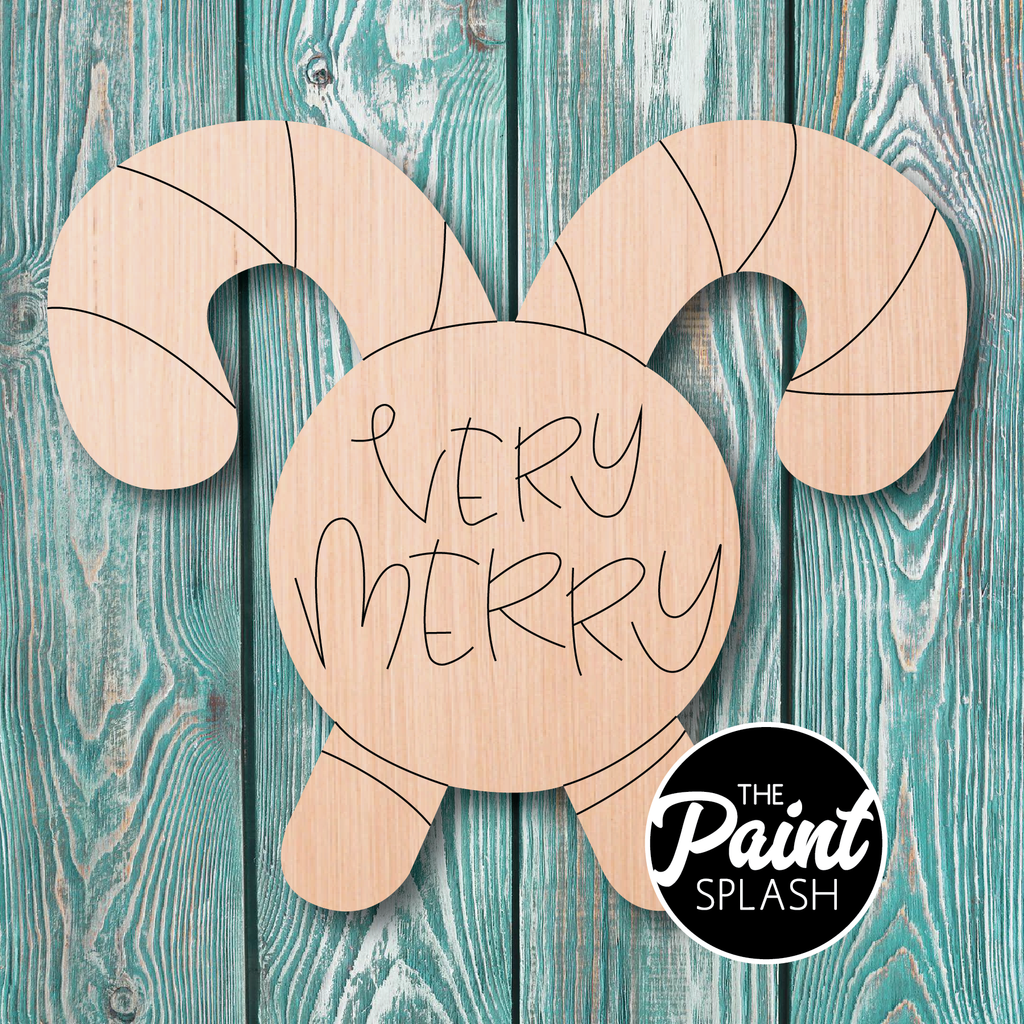 The Paint Splash Candy Cane Wooden Cutout