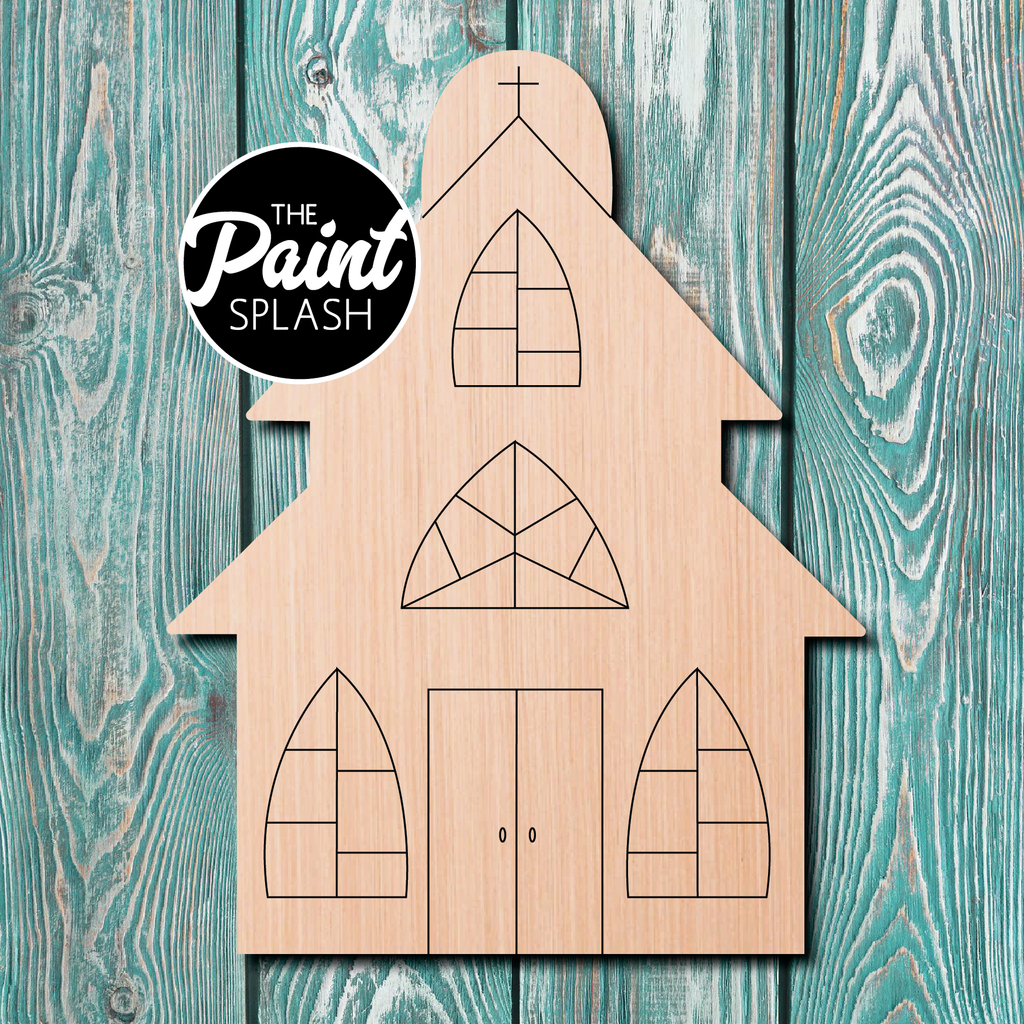 The Paint Splash Church Wooden Cutout