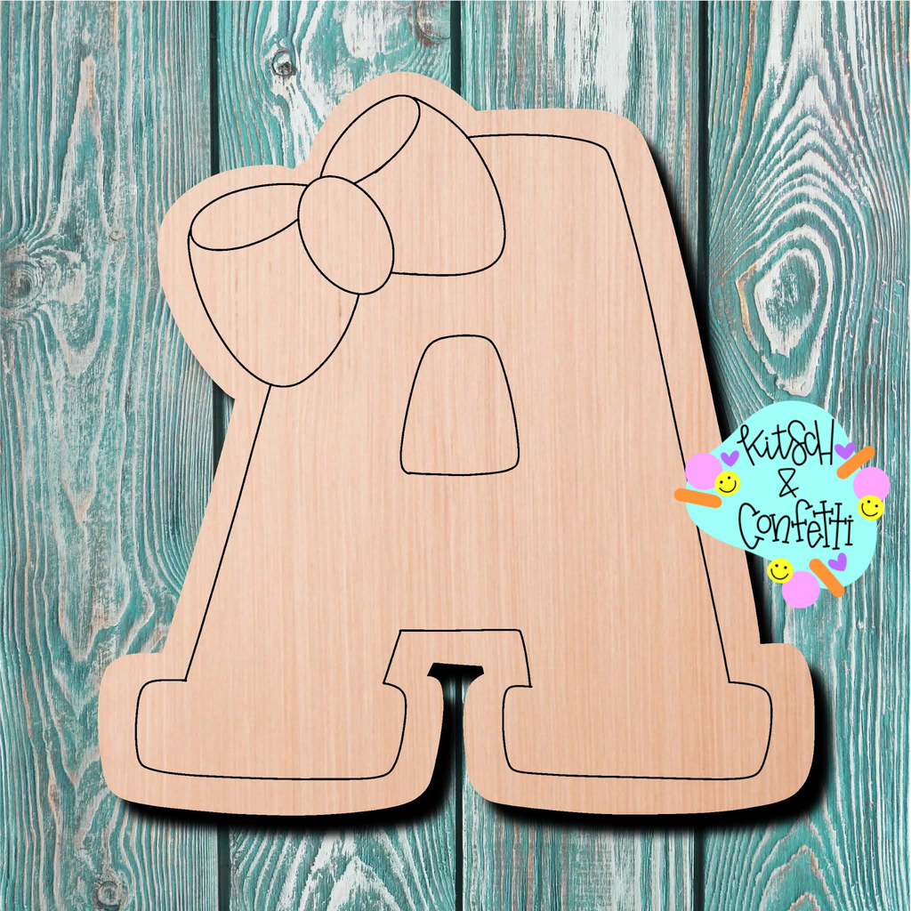 Kitsch & Confetti Letter A With Bow