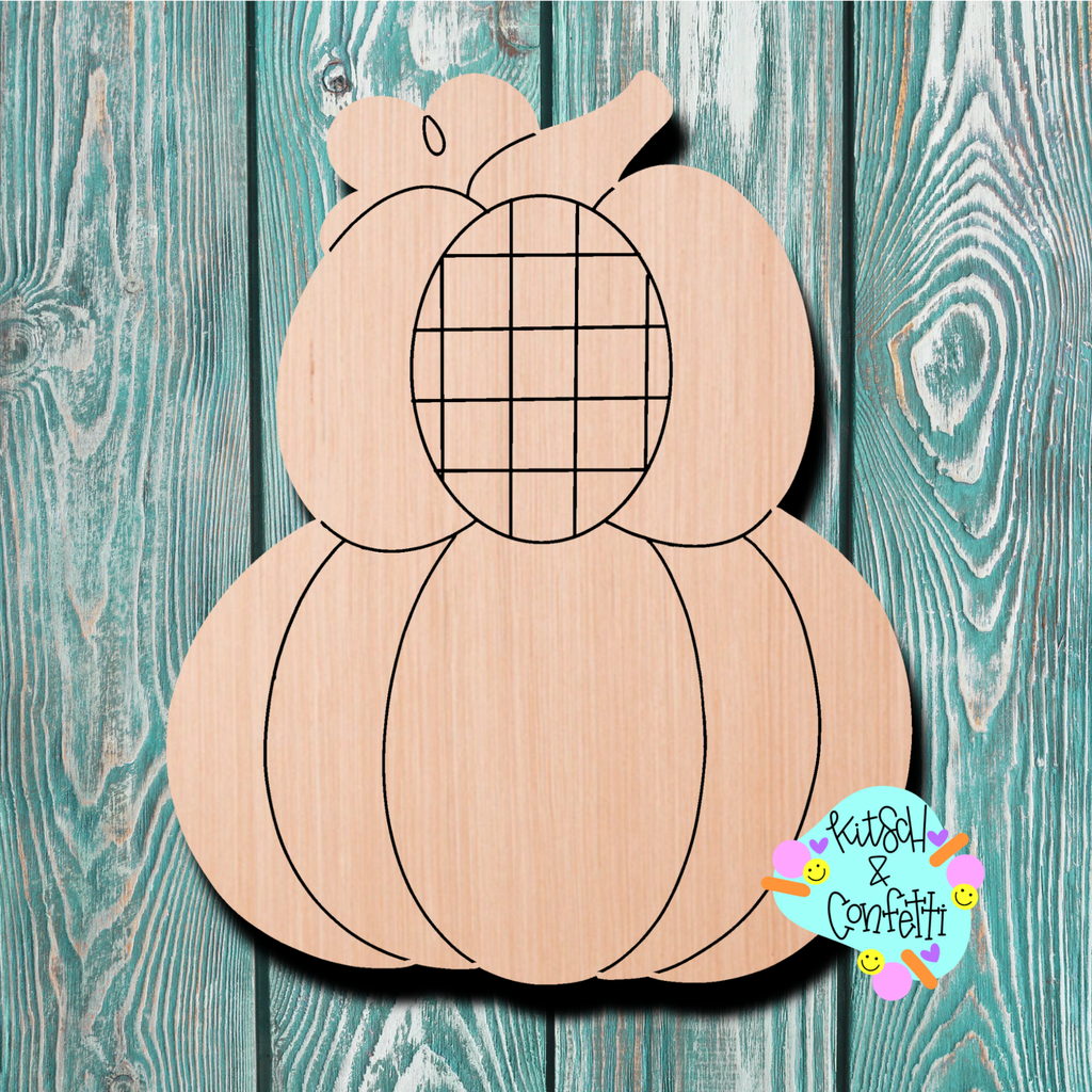 Kitsch & Confetti Checkered Pumpkin Stack Wooden Cutout