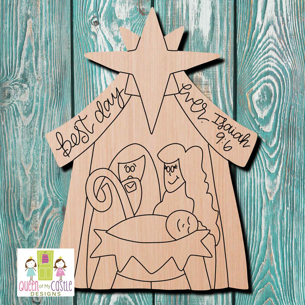 QOMC Nativity Wooden Cutout
