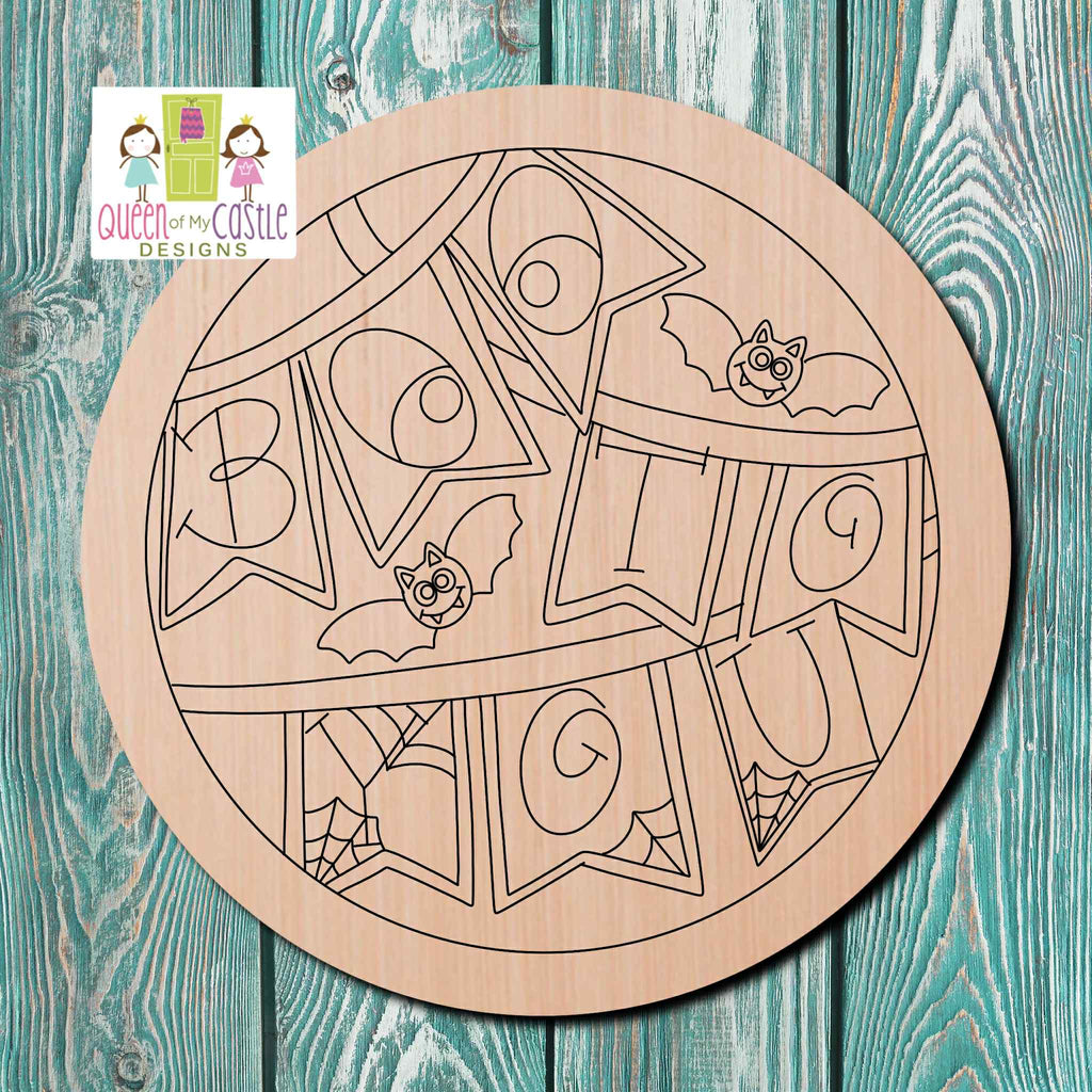 QOMC Boo Wooden Cutout