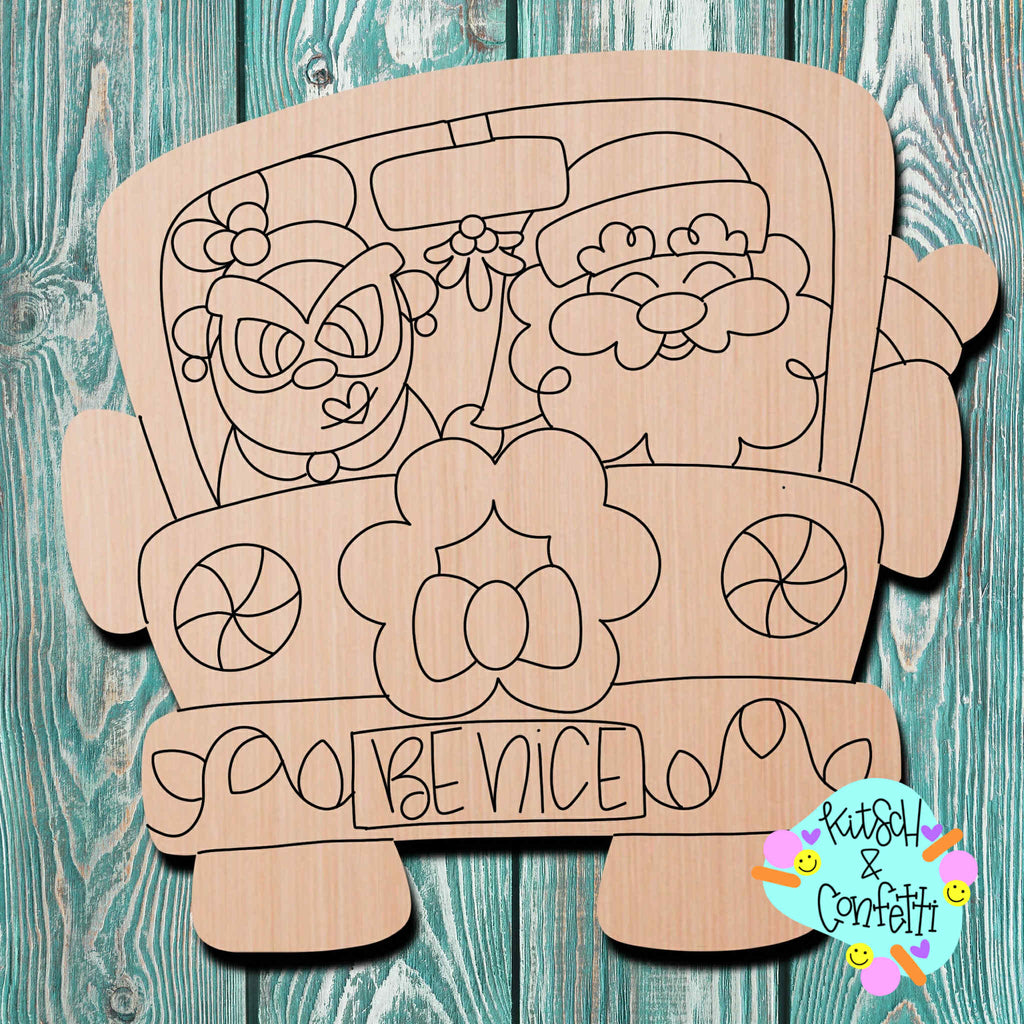 Kitsch & Confetti Christmas Truck Wooden Cutout