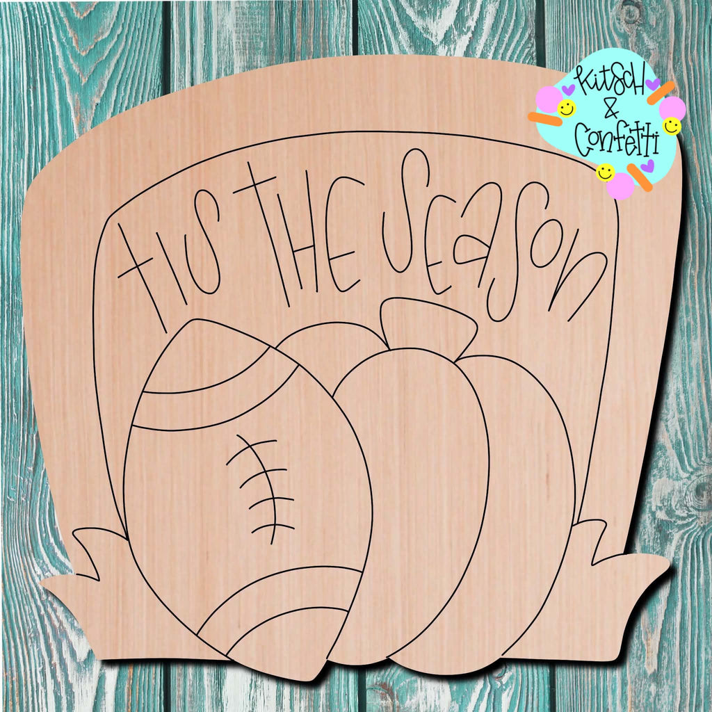 Kitsch & Confetti  Tis The Season Football Wooden Cutout