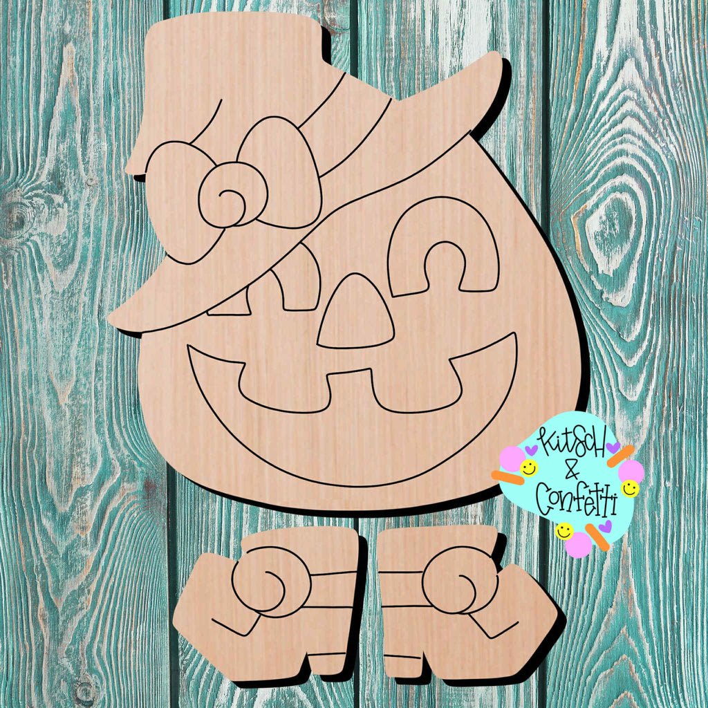 Kitsch & Confetti  Jack O Lantern Wooden Cutout