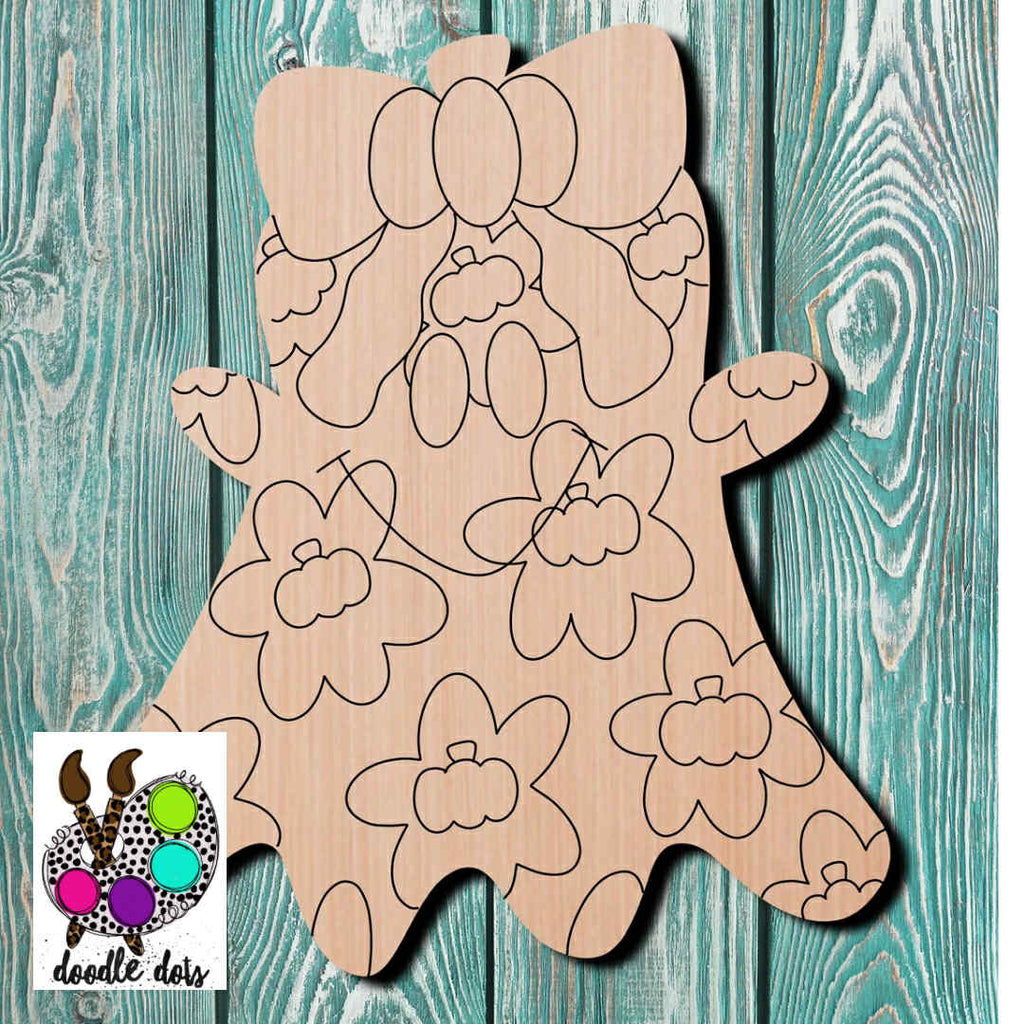 Doodle Dots Ghost Wooden Cutout